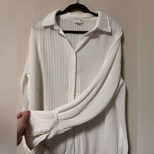 GOOD AMERICAN White Plisse Shirt🪽